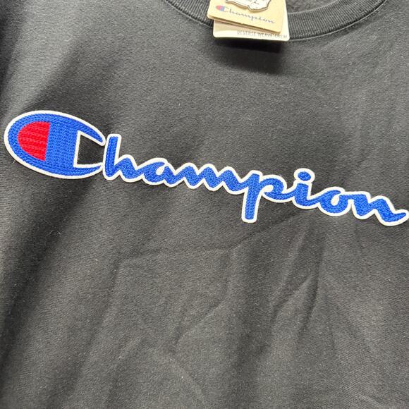 Champion Sweatshirt Mens XL Black Reverse Weave Pullover Embroidered Logo NEW - Picture 4 of 8